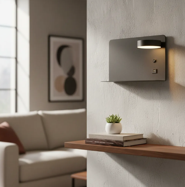 Arandela Cabeceira Preta/Dourada/Branca